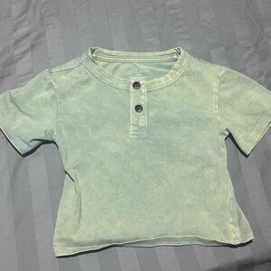 Little Bipsy Light Sage Green Short Sleeve Henley Tee